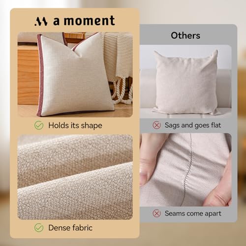 a moment Christmas Red Loop Yarn Linen-Like Pillow Cover Natural Soft Decorative Throw Pillow Case Farmhouse 20x20 Inch, Bohemian Textured Cushion Cover for Sofa Bed, Wrinkle-Resistant Home Decor - color: Red, size: 20" x 20" (Pack of 2)