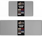 GORILLA GRIP 2 Pack Comfortable Cushioned Kitchen Mats for Floor, 17x24 + 17x48, Waterproof and Stain Resistant, 1/2 Inch Thick Soft Ergonomic Standing Desk Anti Fatigue Mat, Foam Supports Feet, Grey