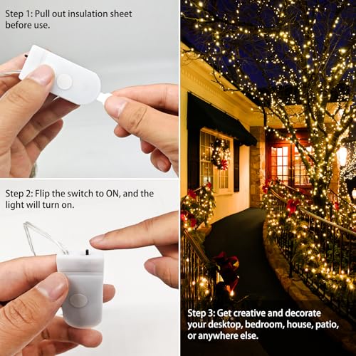 16 Pack 10 ft 30 LED Fairy Lights Battery Operated Waterproof Silver Wire Mini String Lights Firefly Starry Moon Lights for DIY Crafts Wedding Party Bedroom Table Centerpieces Christmas(Warm White) - color: Warm White, size: 16 Pack