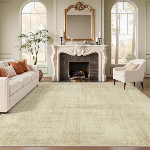 Joydeco 8x10 Area Rugs Classic for Living Room, Beige | Non Slip Machine Washable Low Pile for Bedroom Dining Room Home Office Pet & Child Friendly - color: Beige, size: 8' x 10' (Rectangular)