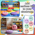 Yousoontic 6pcs Pastel Face Classroom Floor Pillows Preppy Throw Pillow Cushions Seating Floor Cushions for School Learning Play Area Supplies Classroom Decor - style: Pastel Face