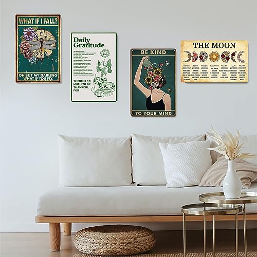 Fmcmly Vintage Metal Tin Signs Moon Phases Meanings Witchery Room Aesthetic Decoration New Year Sign Gift for Parents Home Kitchen Office Garage Bar Coffee Wall Decor 8x12 Inch - color: Tin Sign06