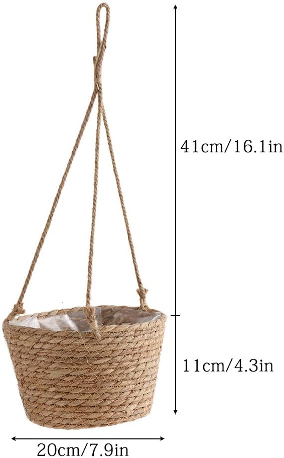 WYSRJ 8inch Jute Rope Hanging Planter Woven Plant Basket Macrame Plant Hangers Plant Holder Basket Decorative Storage Baskets for Plants Pots Home Decor
