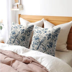 Chinoiserie Blue & White Pillow Covers - 16x16 Inches, Bule Birds & Flowers Design, Set of 2 for Home Couch & Sofa - color: Chinoiserie Flowers240413, size: 16" x 16" (Pack of 2)