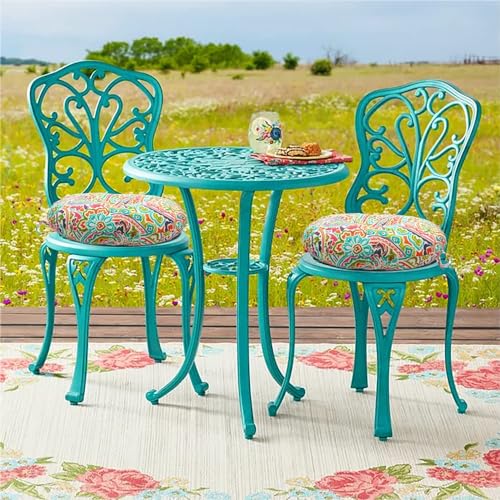 FUNHOME Outdoor Round Bistro Seat Cushions with Ties, Fluffy Tufted Patio Chair Pads 15"x15"x4", Set of 2 Water-Resistant Round Chair Cushions for Home Garden Melora Paisley - color: Colorful Paisley