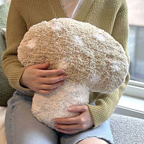 Mushroom Throw Pillow Tufted Shape Decorative Cushion 15” x 15” – Decor for Bed, Couch, Living Room (Cream) - color: Cream