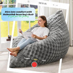 Hobestluk 3 in 1 Bean Bag Chair Giant Bean Bag Chairs for Adults with Bubble Cover Convertible Bean Bag Floor Cushion with Machine Washable Cover for Living Room (Bubble Grey) - color: Ash Grey