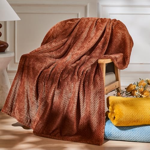 NEWCOSPLAY Super Soft Throw Blanket Coffee Premium Silky Flannel Fleece Leaves Pattern Lightweight Bed Blanket All Season Use (Coffee, Throw(50"x60")) - color: Coffee, size: Throw(50"x60")