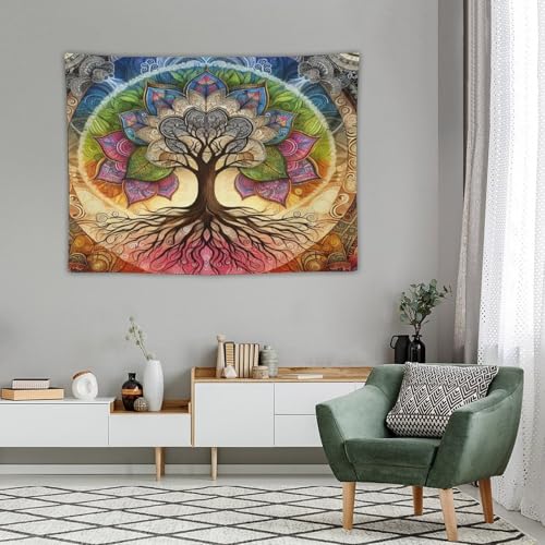 KANEPE Mandala Tapestry Tree of Life Mandala Flower Pattern Wall Hanging Tapestries Home Decor for Living Room Bedroom Apartments Farmhouse Dorm,40inx30in (102×76cm)【Small】 - color: Boho-4, size: 40Wx30L