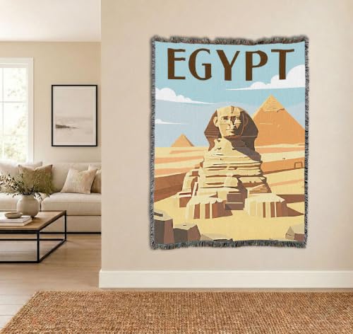 Pure Country Weavers Egypt Travel Blanket - Gift Tapestry Throw Woven from Cotton - Made in The USA (72x54) - color: Egypt Travel, size: 72x54