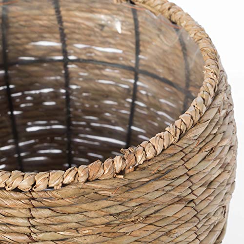 Woven Round Flower Pot Planter Basket with Leak-Proof Plastic Lining - Medium - size: Medium