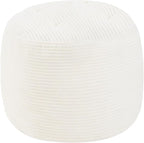 MeMoreCool Round Pouf Ottoman – Beige Corduroy Footrest with Foam Filling Compact Foot Stool for Couch, Living Room Decor, Dorms & Small Spaces