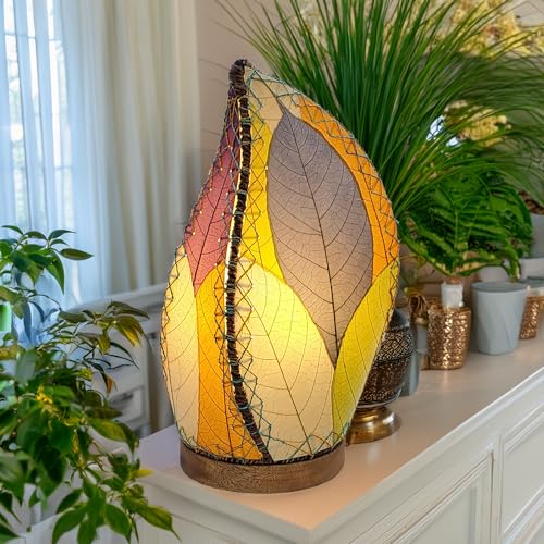 Eangee Home Design Leaflet Table Lamp Multi Shade Made of Real Cocoa Leaves 5 Inches Length x 7 Inches Width x 14 Inches Height (647 t m) - color: Multicolor