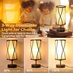 Distressed Table Lamps for Living Room, 3 Way Dimmable Touch Lamps, Small Bedside Lamps with LED Bulbs, USB Ports C+A, Nightstand Lamp for Kids Room, Bedroom, Office (2 Pack Iron) - size: 2 Pack Iron