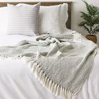 DII Woven Throw Collection 100% Cotton, Basketweave, 50x60, Artichoke Green - color: Artichoke Green, size: 50x60"