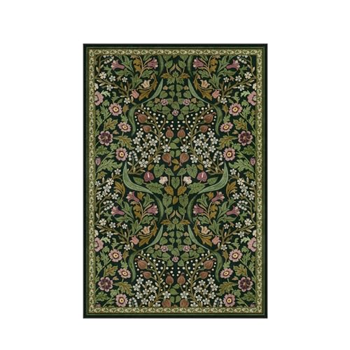 Moynesa Floral Kitchen Rug, 2x3 Washable Rugs Green Non Slip Boho Bathroom Rug, Soft Small Area Rug Indoor Door Mat, Ultra Thin Botanical Throw Rugs for Entryway Bedroom, Green - color: Green, size: 2' x 3' (Rectangular)