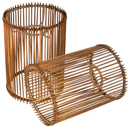 2 pack Small Lampshades for Table Lamp Shade Floor Lamp Shade,woven rattan boho Bamboo Lampshades,5.5"x5.5"x7.9",Dark brown - color: Dark brown