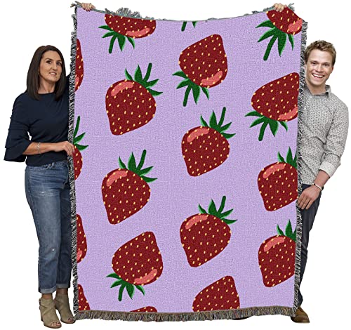 Pure Country Weavers Strawberry Blanket - Garden Floral Gift Tapestry Throw Woven from Cotton - Made in The USA (72x54) - color: Strawberry 2