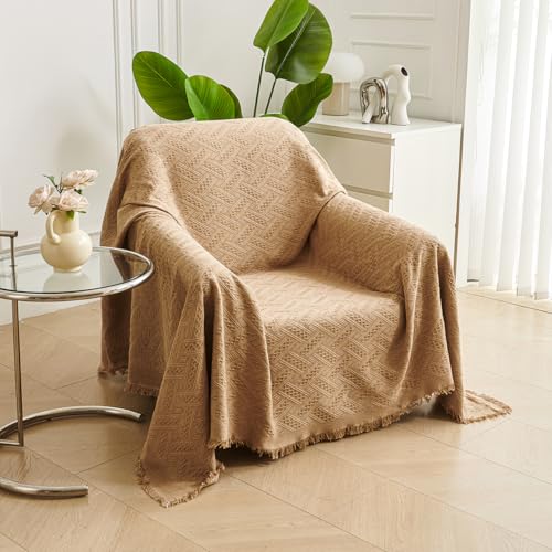 AIVIA Armless Loveseat Cover Sheet Blanket, Reversible Anti Slip Throw Cushion for 2 Seater Arm Less Couches, Recliner Sofa Furniture Decor Slipcovers Protector for Dogs Cats Pets (71”x91” Khaki) - color: Khaki, size: 71” x 91”