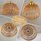 Bohemian-style woven pendant light, adjustable, Woven Hanging Lighting ,11.5"featuring a woven shade and E26 socket. Ideal for kitchen islands, farmhouses, bedrooms, and living rooms. (Bulb not ) - color: 11.5”hemispherical shaped