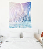 EMMTEEY Fantasy Forest Tapestry Mysterious Landscape Blue Ice Lake Frozen Magical Snow Tree 60X50 Tapestries for Women