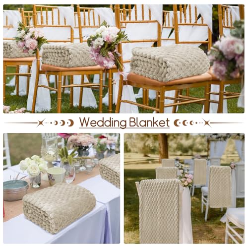6 Pcs Flannel Throw Blanket Bulk 50 x 60 Inch - 240 GSM Turtle Velvet Jacquard Decorative Blankets Soft Lightweight Bed Throw for Sofa Pet Bed Party Outdoor Wedding Ideas (6, Khaki) - color: Khaki