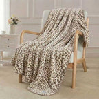 Fleece Throw Blanket 50" x 70" - Soft Cozy Microfiber Plush Blanket, Lightweight Warm Throw for Couch Bed Sofa Chair, All Season Use, Beige Leopard - color: Beige Leopard