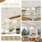 White Rattan Pendant Light 12.6 in Hemp Rope Rattan Light Fixture Woven Pendant Wicker Chandelier Boho Chandelier for Kitchen - color: 12.5" White