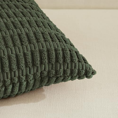 Fancy Homi Decorative Throw Pillow Covers for Bed Couch Bedroom Bench, Soft Corduroy Solid Pillow Case, Rustic Farmhouse Boho Room Decor,20" x 12" (Pack of 1),Olive Green - color: Olive Green, size: 20" x 12" (Pack of 1)
