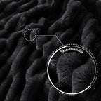 Exclusivo Mezcla Queen Size Flannel Fleece Blanket, Super Soft Striped Jacquard Bed Blanket, Lightweight Fuzzy Cozy for All Seasons, 90x90 Inches, Black - color: Black, size: Queen ( 90x90 IN )