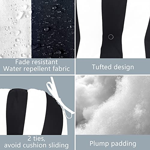 LVTXIII Outdoor Bistro Chair Cushions, 15"x15"x4" Round Patio Chair Cushions, All Weather Tufted Seat Cushions for Patio Furniture Use, Set of 2, Cabana Black - color: Cabana Black