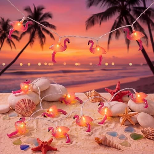Flamingo String Lights, 12FT 20 LED Summer String Lights with UL Certified Plug, Waterproof Tropical Party Decorations for Patio, Warm White Hawaiian String Light for Garden Backyard Bedroom Decor - color: 20 LED Flamingo Lights