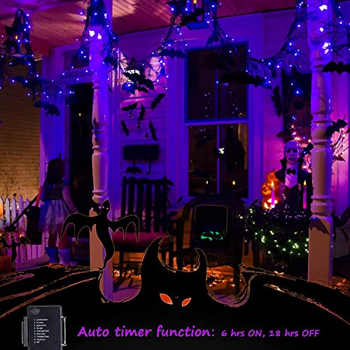 Christamas Decorations Purple String Lights Battery Operated 17.8 Feet 50 LED 2 Pack Waterproof Mini Fairy Lights with 8 Lighting Modes for Outdoor Indoor Use, Xmas Halloween Tree Holiday Party Patio - color: Purple, size: 50 LEDs x 2 Pack