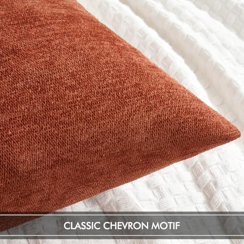 MIULEE Pack of 2 Rust Decorative Pillow Covers 18x18 Inch Soft Chenille Couch Throw Pillows Farmhouse Cushion Covers for Home Decor Sofa Bedroom Living Room - color: Rust, size: 18" x 18" (Pack of 2)