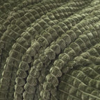 Puncuntex Flannel Fleece Throw Blanket Olive Green 50"×70",Super Soft Plush Cozy Blanket with Square Grid Design Luxury for Couch Sofa Chair - color: Olive Green, size: 50"×70"