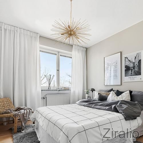 29" Modern Sputnik Chandelier 9-Lights Mid Century Modern Starburst Golden Chandelier Luxury Gold Solid Metal Sputnik Satellite Chandeliers for Dining Room, Kitchen Island, Bedroom - color: Golden 29" 9-Light