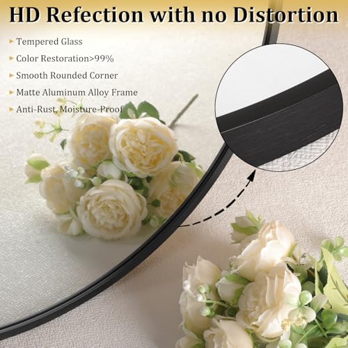JJUUYOU Irregular Wall Mirror Black Metal Framed Decorative Asymmetrical Bathroom Mirrors Large 22"x40" for Living Room Bedroom Entryway Hanging Home Decor - color: Black, size: 40"L x 22"W