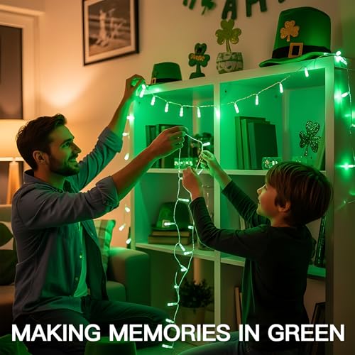 suddus 100 LED Green Christmas Lights with Remote, Clear Wire Green String Lights Plug in, 33ft Waterproof Dimmable Connectable String Lights Outdoor for Tree, Window, St Patrick's Day Decor - color: Green, size: 100LED Connectable