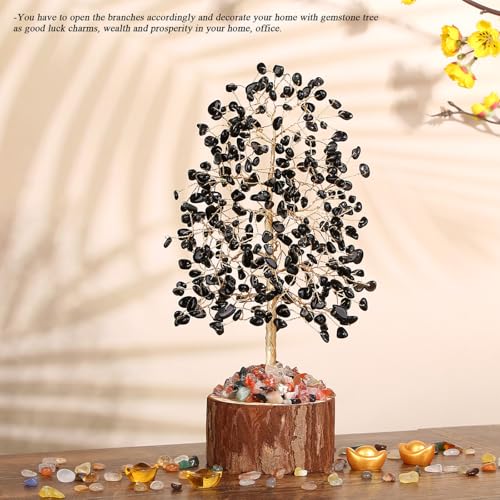 MAIBAOTA Black Obsidian Crystal Tree of Life Black Office Home Decor Good Luck Handmade Feng Shui Spiritual Gifts for Women - color: Black02
