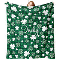 St Patricks Day Flannel Throw Blanket, Lucky White Shamrock Clover Buffalo Plaid Check Birthday Gifts for Kids Men Women, Irish Spring Soft Blankets for Bedding Sofa 50" x 60" - color: Lucky Clover
