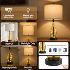 OYEARS 23" Table Lamps for Living Room Set of 2 Bedside Lamps for Night Stands Bedroom Lamps Farmhouse Rattan Boho Lamp Glass Nightlight End Table Lamp,Two Light Points - color: Tea Brown