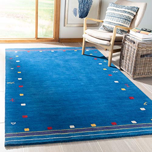 SAFAVIEH Himalaya Collection Accent Rug - 4' x 6', Blue, Handmade Boho Tribal Wool, Ideal for High Traffic Areas in Entryway, Living Room, Bedroom (HIM563M) - color: Blue, size: 4' x 6' (Rectangular)