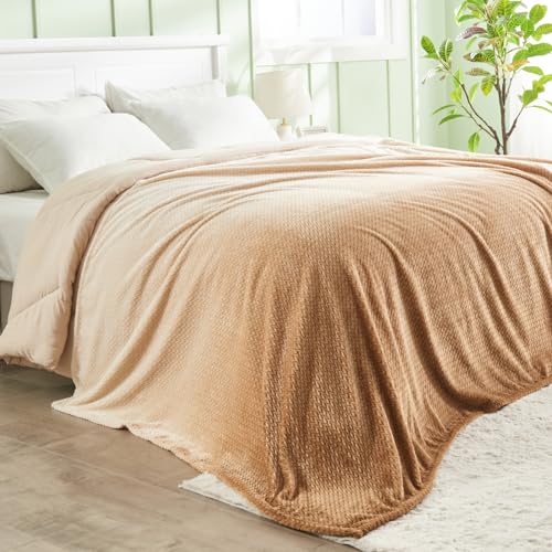 NEWCOSPLAY Super Soft Throw Blanket Ombre Brown Premium Silky Flannel Fleece Leaves Pattern Lightweight Bed Blanket All Season Use (Ombre Brown, Throw(50"x60")) - color: Ombre Brown, size: Throw(50"x60")