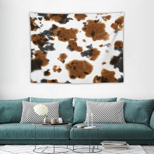 DDCBNS Cow Print Tapestry Wall Hanging Black White Brown Watercolor Animal Skin Wall Hanging Tapestry Wall Art Home Décor for Bedroom Living Room Dorm Wall Décor 40" x 30" - color: Animal Skin_6, size: 40"L x 30"W