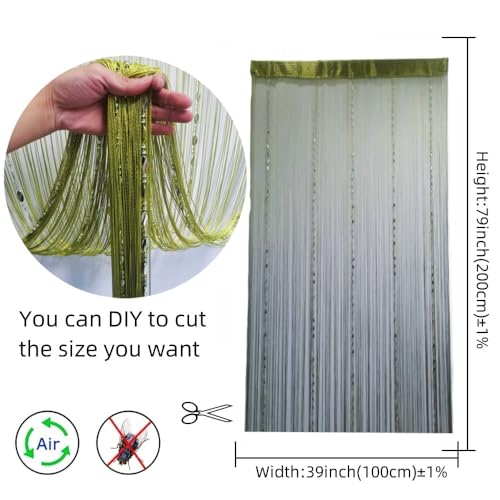 ave split 100cmX200cm Decorative Door String Curtain Beads Wall Panel Fringe Window Room Divider Blind for Coffee House Restaurant Parts Door Divider Tassel Screen Decoration (Grass green25) - color: Grass Green