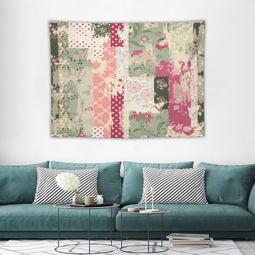 Kurtect Patchwork Flower Tapestry,Abstract Colorful Floral Retro Style Hand Drawn Tapestries for Party Beach Picnic Blankets Tablecloths Living Room Wall Deocr, 30x40 in - color: style-1, size: 40"L x 30"W
