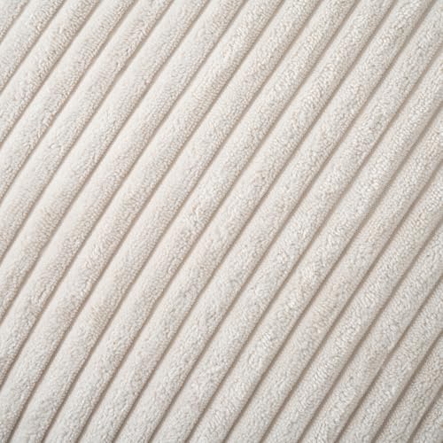 Volcanics Set of 4 Beige Cream Corduroy Decorative Couch Throw Pillow Covers 18x18 Inch, Modern Double-Sided Striped Cushion Cases, Soft Boho Square Accent Pillow Covers, Mix and Match for Home Decor - color: Beige, size: 18" x 18" (Pack of 4)