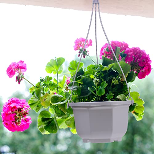 Roshtia 24 Pcs Hanging Plastic Planter Pot with Hook Flower Pots Baskets Hanging Nursery Planter Holder for Outdoor Indoor Plant Garden(Ceramic White,6.7 Inch) - color: Ceramic White, size: 6.7 Inch