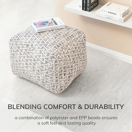 Anji Mountain Pouf Ottoman Foot Rest, Handmade Ottoman Pouf, Comfortable Foot Stool, Decorative Floor Seating for Living Room Decor, Bedroom & Home Décor Accent - Lafayette Square - 22"D x 22"W x 16"H - color: Lafayette Square, size: 22"D x 22"W x 16"H
