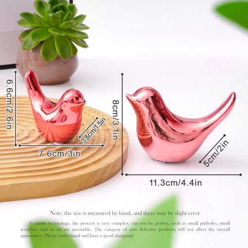 Notakia Small Birds Statues Pink Home Decor Modern Style Decorative Ornaments for Living Room, Bedroom, Office Desktop, Cabinets (2Pcs Pink Birds) - color: 2pcs Pink Birds